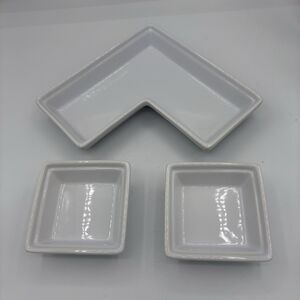 Food Network 2 Dipping Sauce Bowls 4" and‎ L Base White C1